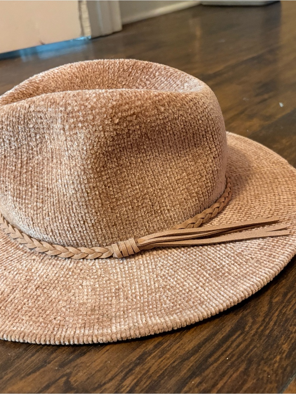 Women’s Braided Band Wide-Brim Fedora Hat - Tan